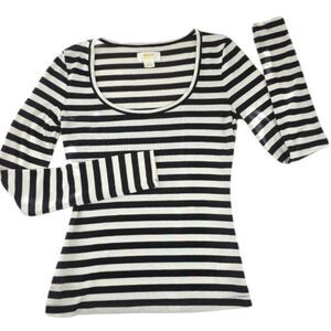 Mauve By Anthropologie Black And White striped Long Sleeve Top Size XS